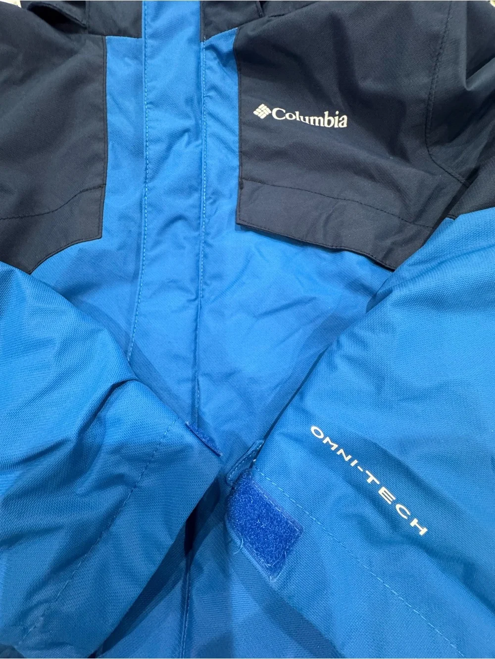 Columbia Boys Kids Waterproof Hooded Jacket - Blue/Navy Omni-Heat/Tech Sz S (8)
